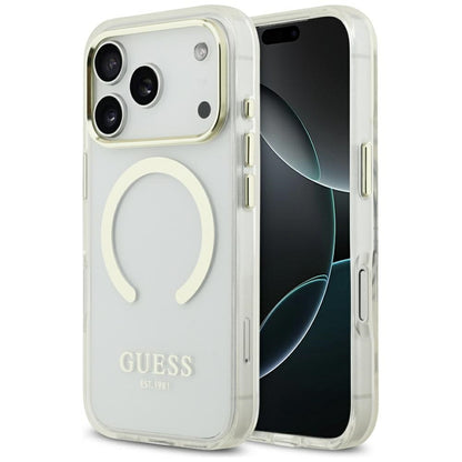 MagSafe Case for Apple iPhone 17 Pro, Guess, Metal Outline, Gold