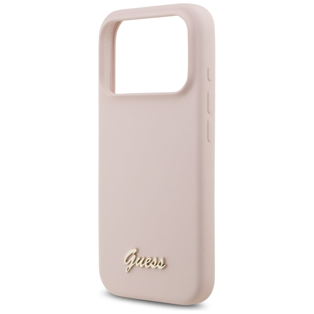 MagSafe Case for Apple iPhone 17 Pro, Guess, Script Metal Logo, Light Pink