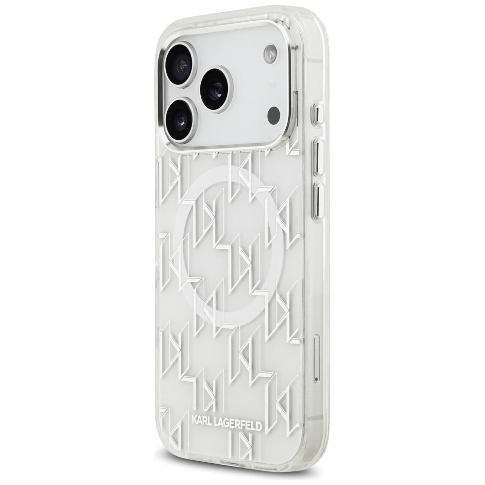 MagSafe Case for Apple iPhone 17 Pro, Karl Lagerfeld, IML KL Monogram, White