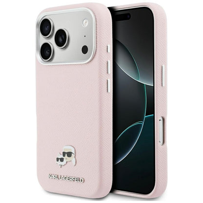 MagSafe Case for Apple iPhone 17 Pro, Karl Lagerfeld, Karl & Choupette Head's Pin, Pink