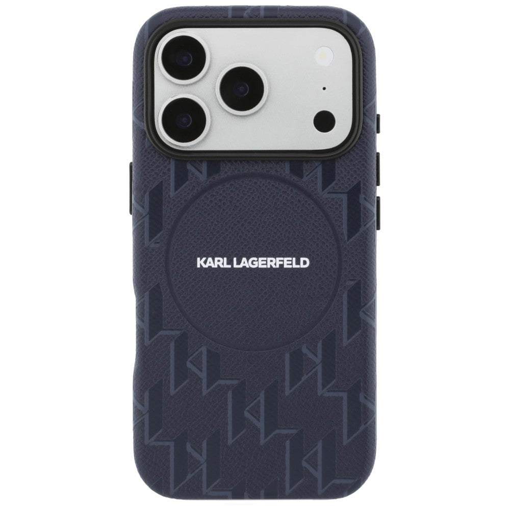 MagSafe Case for Apple iPhone 17 Pro, Karl Lagerfeld, KL Monogram Logo, Blue