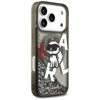 MagSafe Case for Apple iPhone 17 Pro, Karl Lagerfeld, Liquid Glitter Choupette Logo, Black
