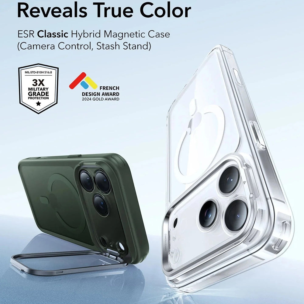 MagSafe Case for Apple iPhone 17 Pro Max, ESR, Classic Hybrid Kickstand, Satin Green