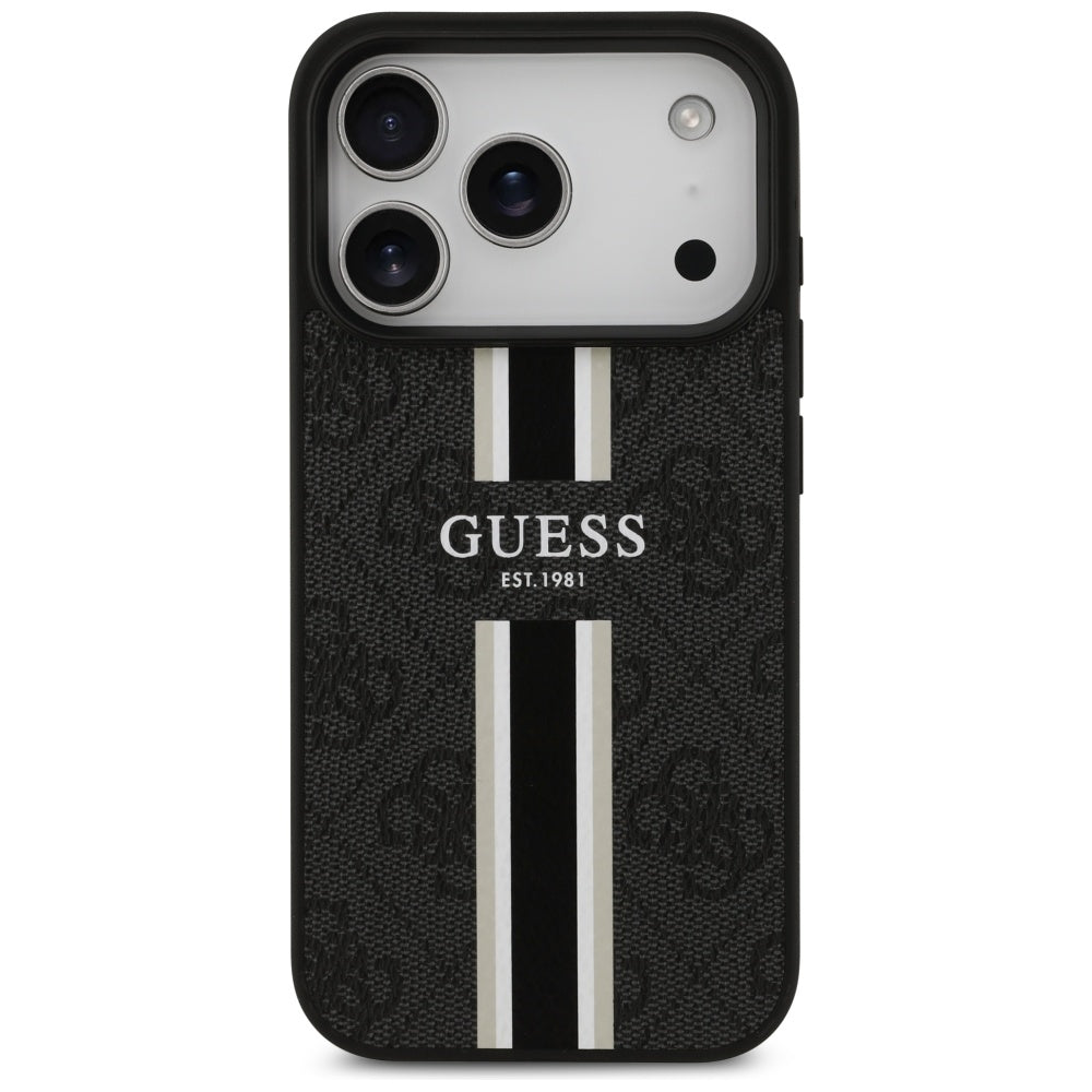 MagSafe Case for Apple iPhone 17 Pro Max, Guess, 4G Printed Stripes, Black