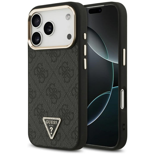 MagSafe Case for Apple iPhone 17 Pro Max, Guess, 4G Triangle Diamond Logo, Black