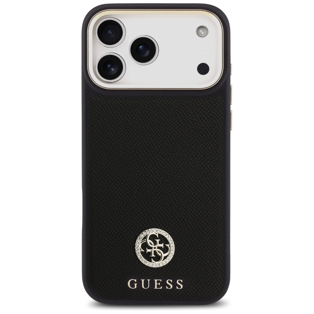 MagSafe Case for Apple iPhone 17 Pro Max, Guess, Grained Strass Logo, Black