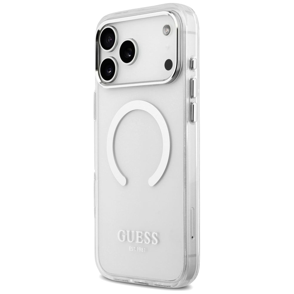 MagSafe Case for Apple iPhone 17 Pro Max, Guess, Metal Outline, Silver