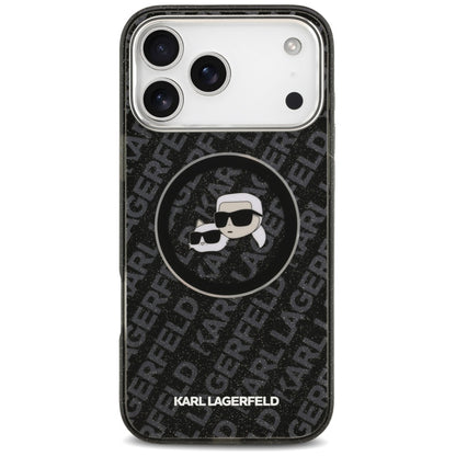 MagSafe Case for Apple iPhone 17 Pro Max, Karl Lagerfeld, Glitter Karl & Choupette Head, Black