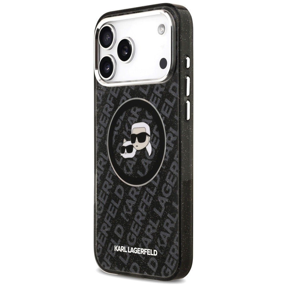 MagSafe Case for Apple iPhone 17 Pro Max, Karl Lagerfeld, Glitter Karl & Choupette Head, Black