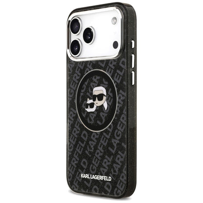 MagSafe Case for Apple iPhone 17 Pro Max, Karl Lagerfeld, Glitter Karl & Choupette Head, Black