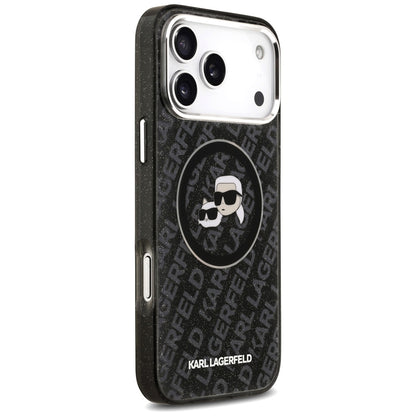MagSafe Case for Apple iPhone 17 Pro Max, Karl Lagerfeld, Glitter Karl & Choupette Head, Black