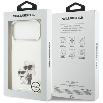 MagSafe Case for Apple iPhone 17 Pro Max, Karl Lagerfeld, IML Aquarelle Karl & Choupette Logo, White