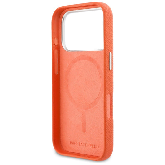 MagSafe Case for Apple iPhone 17 Pro Max, Karl Lagerfeld, Karl & Choupette Head's Pin, Orange
