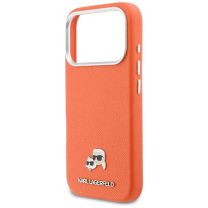 MagSafe Case for Apple iPhone 17 Pro Max, Karl Lagerfeld, Karl & Choupette Head's Pin, Orange