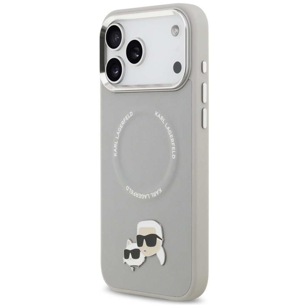 MagSafe Case for Apple iPhone 17 Pro Max, Karl Lagerfeld, Karl & Choupette Pins, Grey