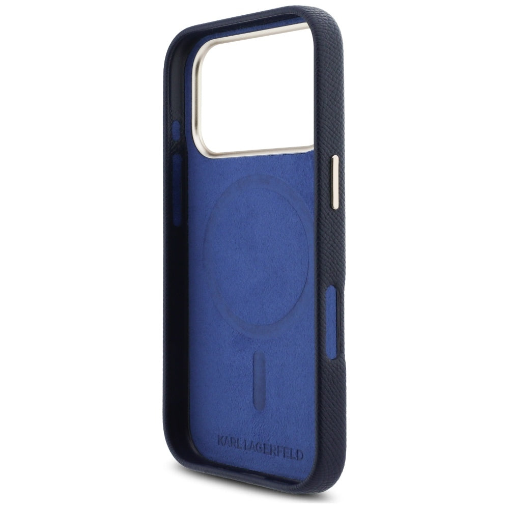 MagSafe Case for Apple iPhone 17 Pro Max, Karl Lagerfeld, Karl Head Logo, Blue