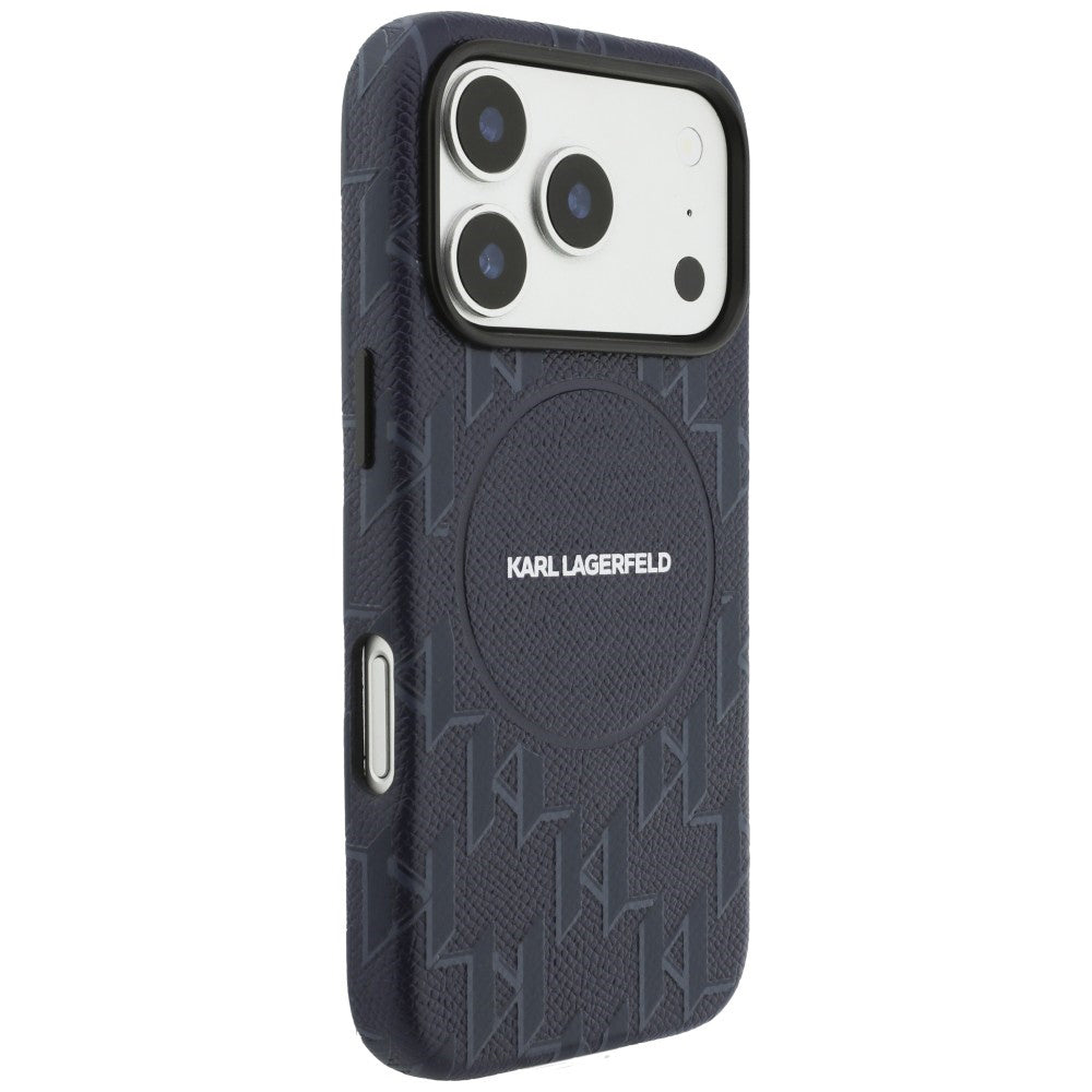 MagSafe Case for Apple iPhone 17 Pro Max, Karl Lagerfeld, KL Monogram Logo, Blue