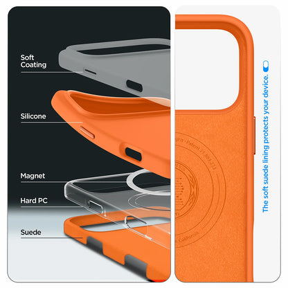 MagSafe Case for Apple iPhone 17 Pro, Spigen, Silicone Fit, Orange ACS11379