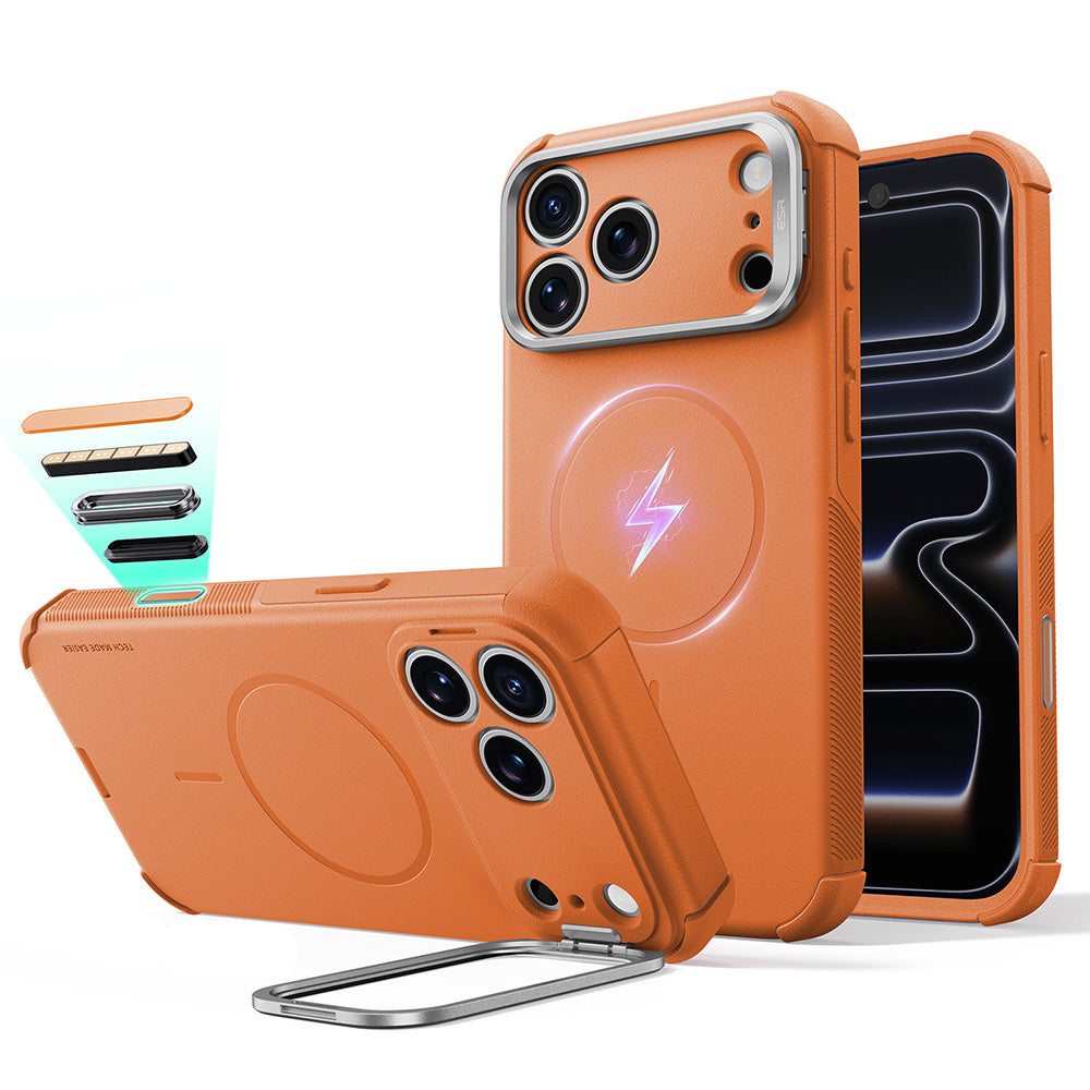 MagSafe Case for Apple iPhone 18 Pro / 17 Pro, ESR, Cyber Armor Kickstand, Orange