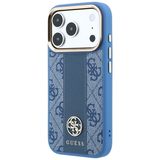 MagSafe Case for Apple iPhone 18 Pro / 17 Pro, Guess, 4G Stripe Round Classic Logo, Blue