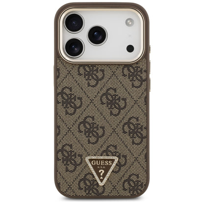 MagSafe Case for Apple iPhone 18 Pro / 17 Pro, Guess, 4G Triangle Logo, Brown