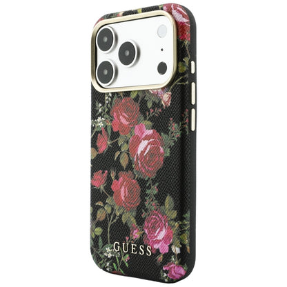 MagSafe Case for Apple iPhone 18 Pro / 17 Pro, Guess, Blossom Roses Print, Black