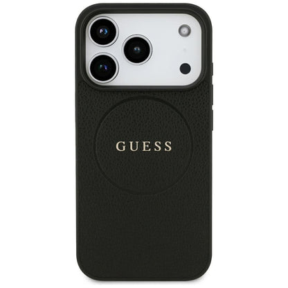 MagSafe Case for Apple iPhone 18 Pro / 17 Pro, Guess, Grained Gold Ring, Black