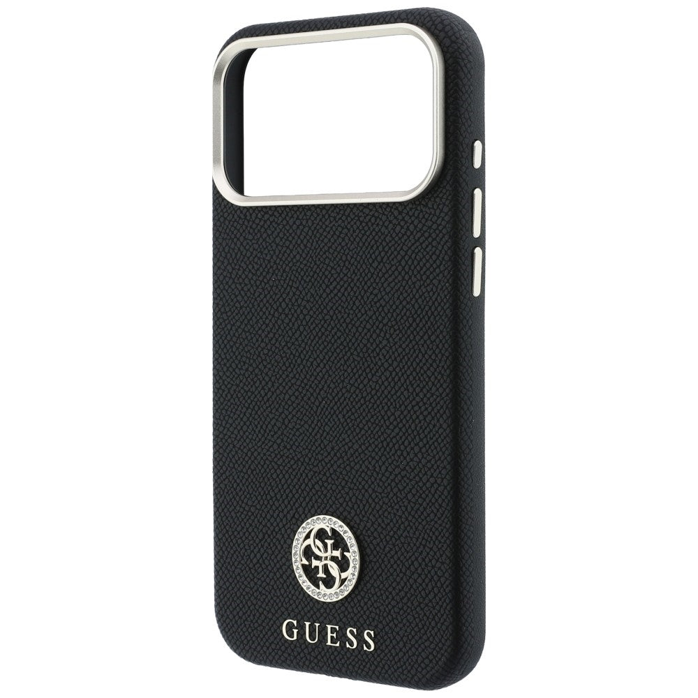 MagSafe Case for Apple iPhone 18 Pro / 17 Pro, Guess, Grained Round Strass Logo, Black
