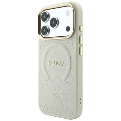 MagSafe Case for Apple iPhone 18 Pro / 17 Pro, Guess, Saffiano Peony Ring, Beige