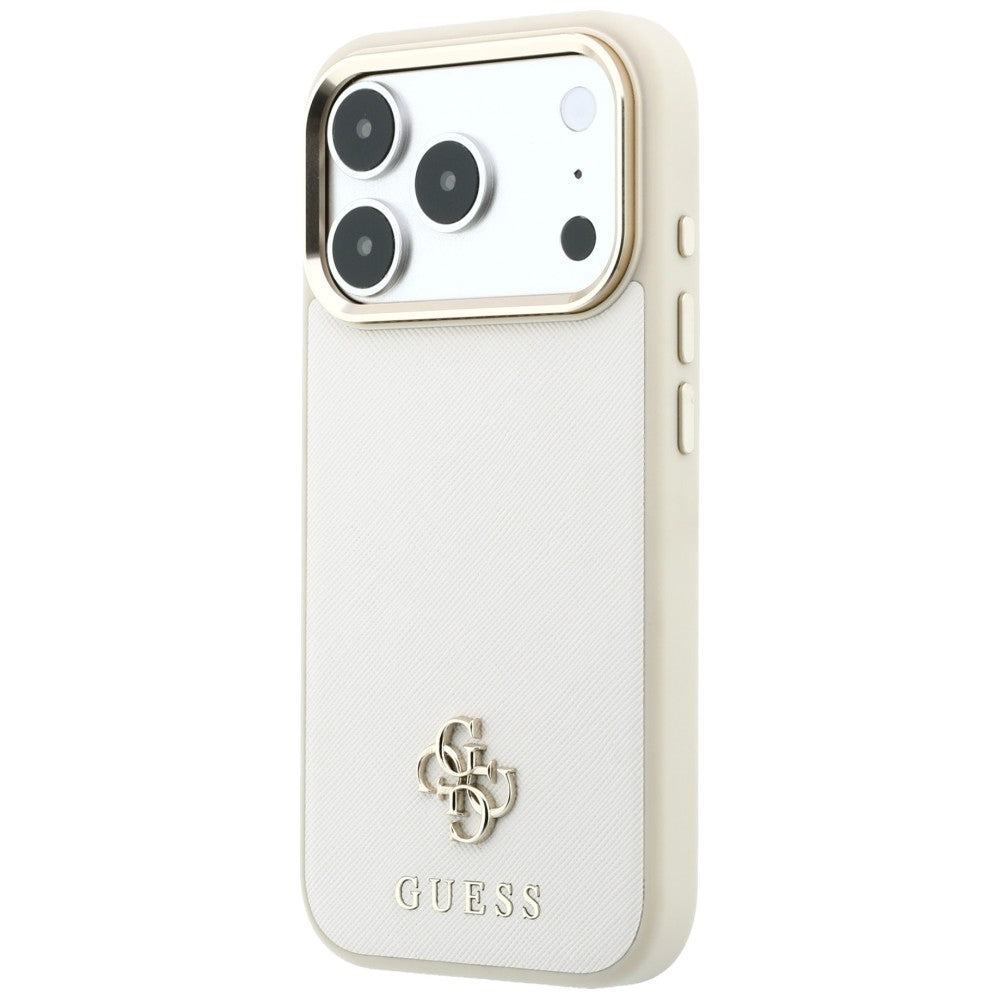 MagSafe Case for Apple iPhone 18 Pro / 17 Pro, Guess, Saffiano Small 4G Classic, Beige