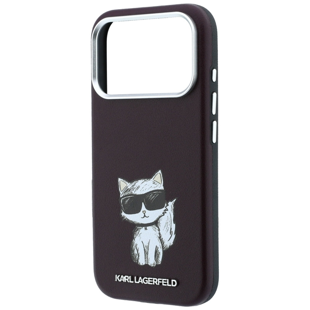MagSafe Case for Apple iPhone 18 Pro / 17 Pro, Karl Lagerfeld, Choupette Sketch, Burgundy