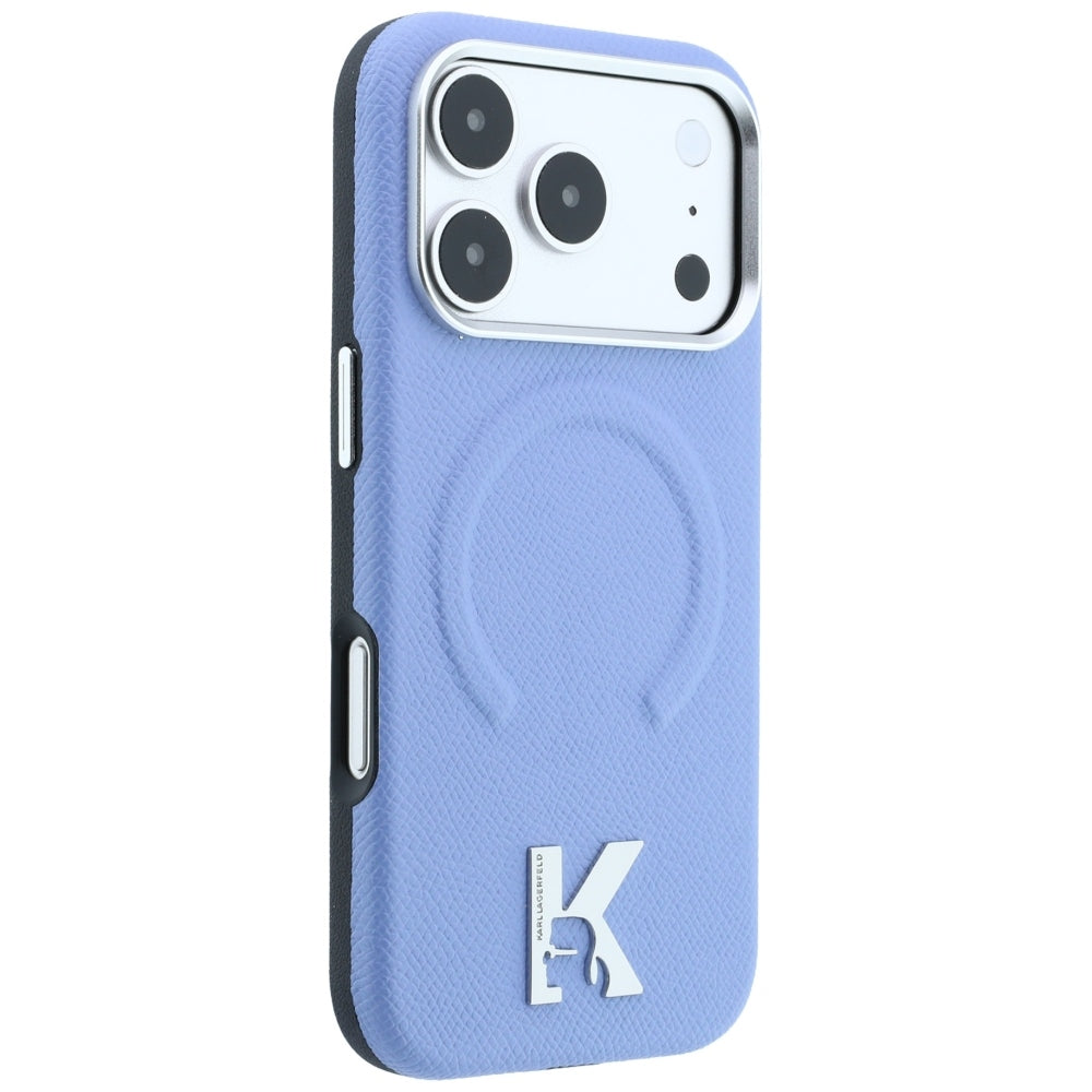 MagSafe Case for Apple iPhone 18 Pro / 17 Pro, Karl Lagerfeld, Grained Embossed Ring, Blue