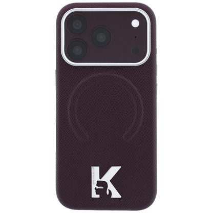 MagSafe Case for Apple iPhone 18 Pro / 17 Pro, Karl Lagerfeld, Grained Embossed Ring, Burgundy