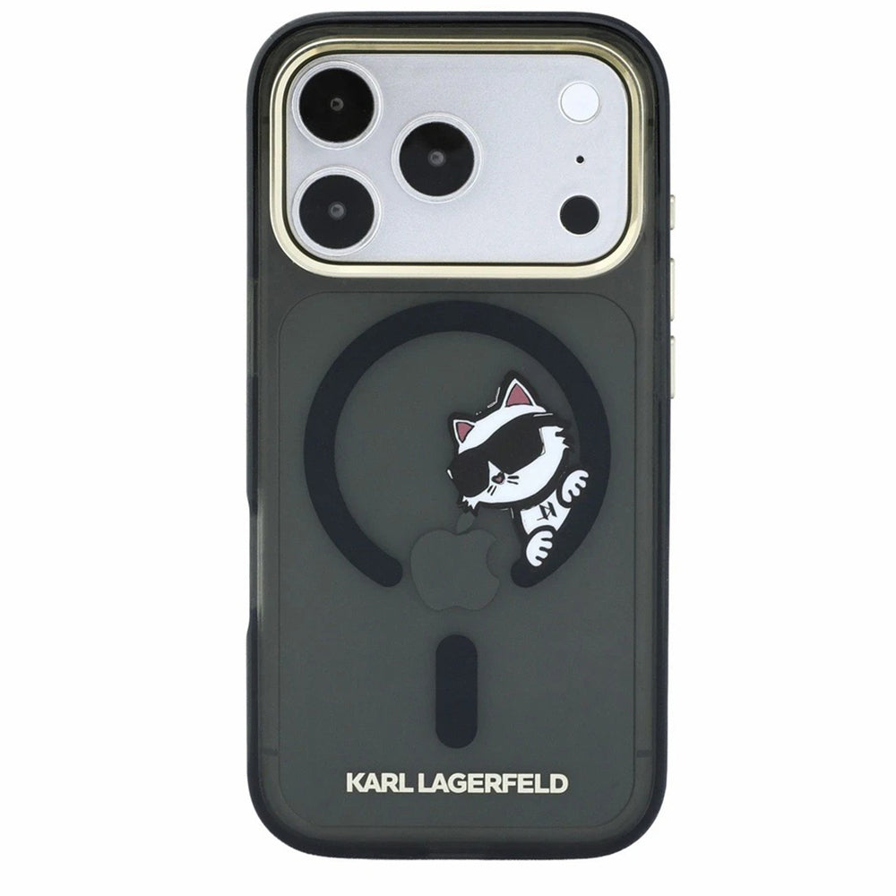 MagSafe Case for Apple iPhone 18 Pro / 17 Pro, Karl Lagerfeld, IML Peekaboo Print and Metal Frame, Black