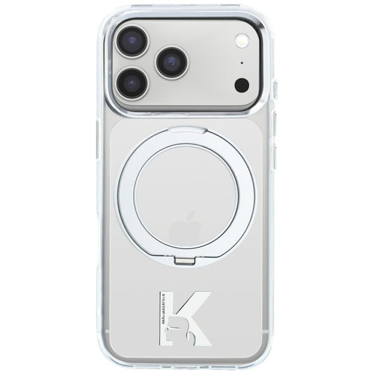 MagSafe Case for Apple iPhone 18 Pro / 17 Pro, Karl Lagerfeld, IML Ring Stand Kameo Metal, Transparent