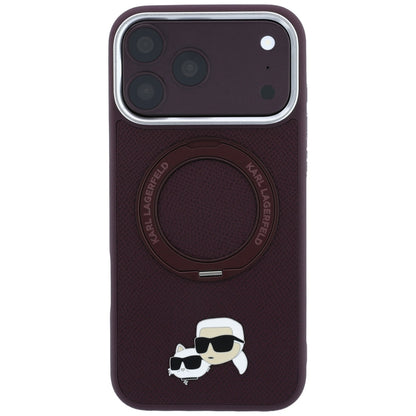 MagSafe Case for Apple iPhone 18 Pro / 17 Pro, Karl Lagerfeld, Ring Stand 360 Karl & Choupette Pin, Burgundy