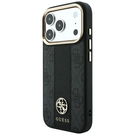 MagSafe Case for Apple iPhone 18 Pro Max / 17 Pro Max, Guess, 4G Stripe Round Classic Logo, Black