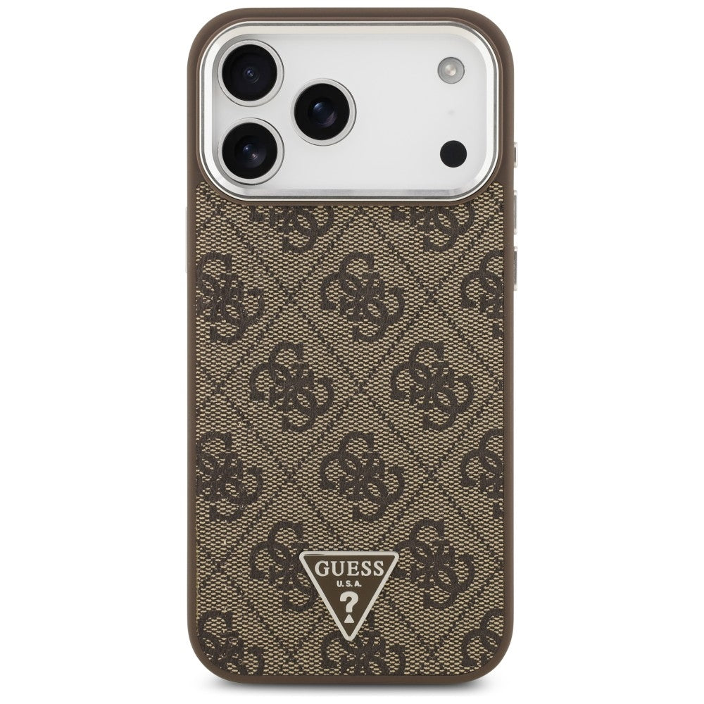 MagSafe Case for Apple iPhone 18 Pro Max / 17 Pro Max, Guess, 4G Triangle Logo, Silver Brown