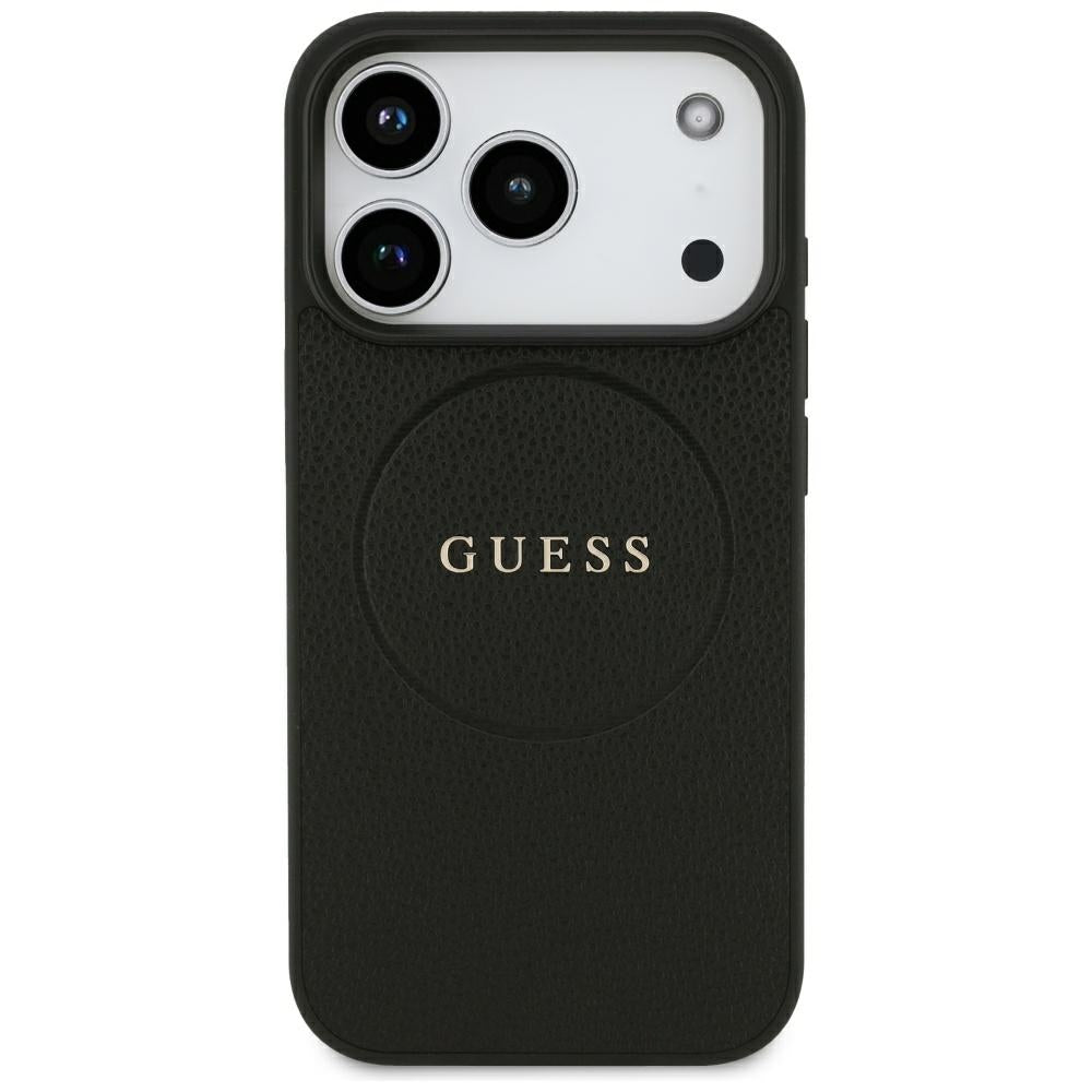 MagSafe Case for Apple iPhone 18 Pro Max / 17 Pro Max, Guess, Grained Gold Ring, Black