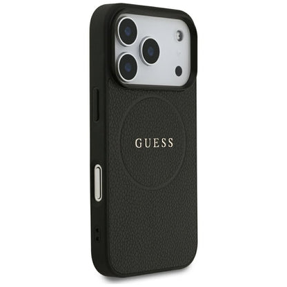 MagSafe Case for Apple iPhone 18 Pro Max / 17 Pro Max, Guess, Grained Gold Ring, Black