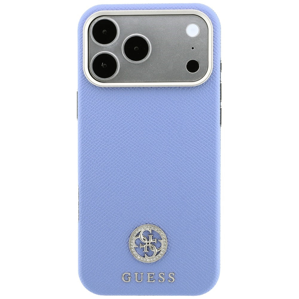 MagSafe Case for Apple iPhone 18 Pro Max / 17 Pro Max, Guess, Grained Round Strass Logo, Blue