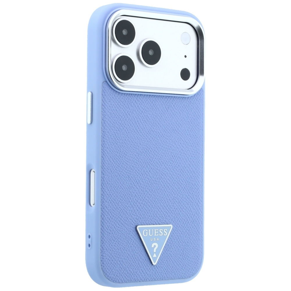 MagSafe Case for Apple iPhone 18 Pro Max / 17 Pro Max, Guess, Grained Triangle Logo, Blue