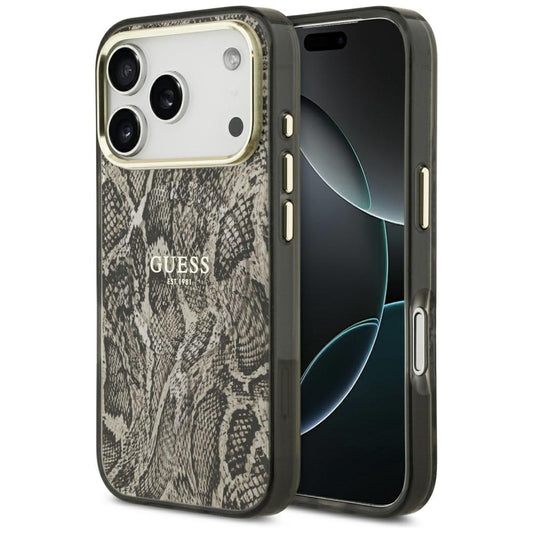 MagSafe Case for Apple iPhone 18 Pro Max / 17 Pro Max, Guess, Python Pattern, Brown