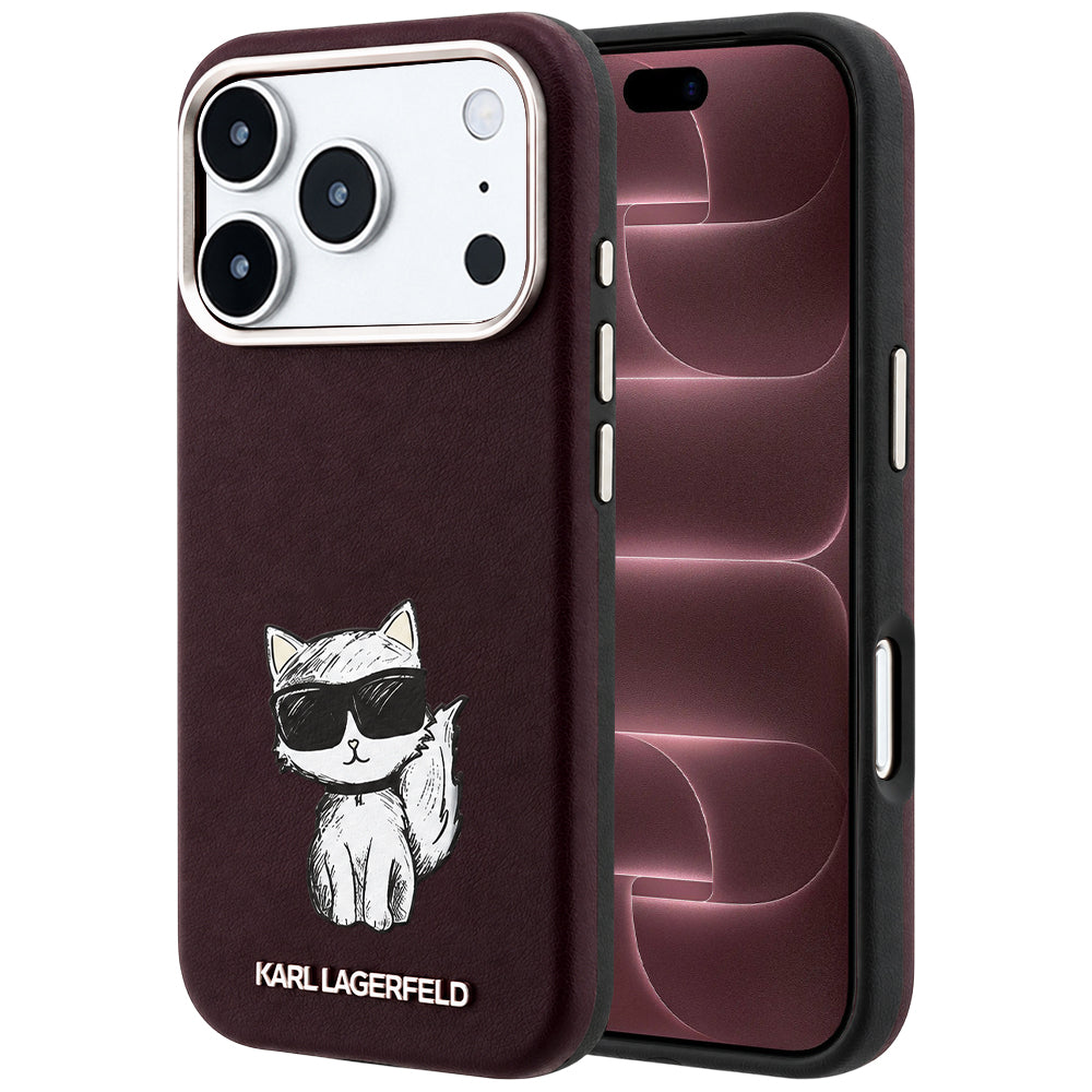 MagSafe Case for Apple iPhone 18 Pro Max / 17 Pro Max, Karl Lagerfeld, Choupette Sketch, Burgundy