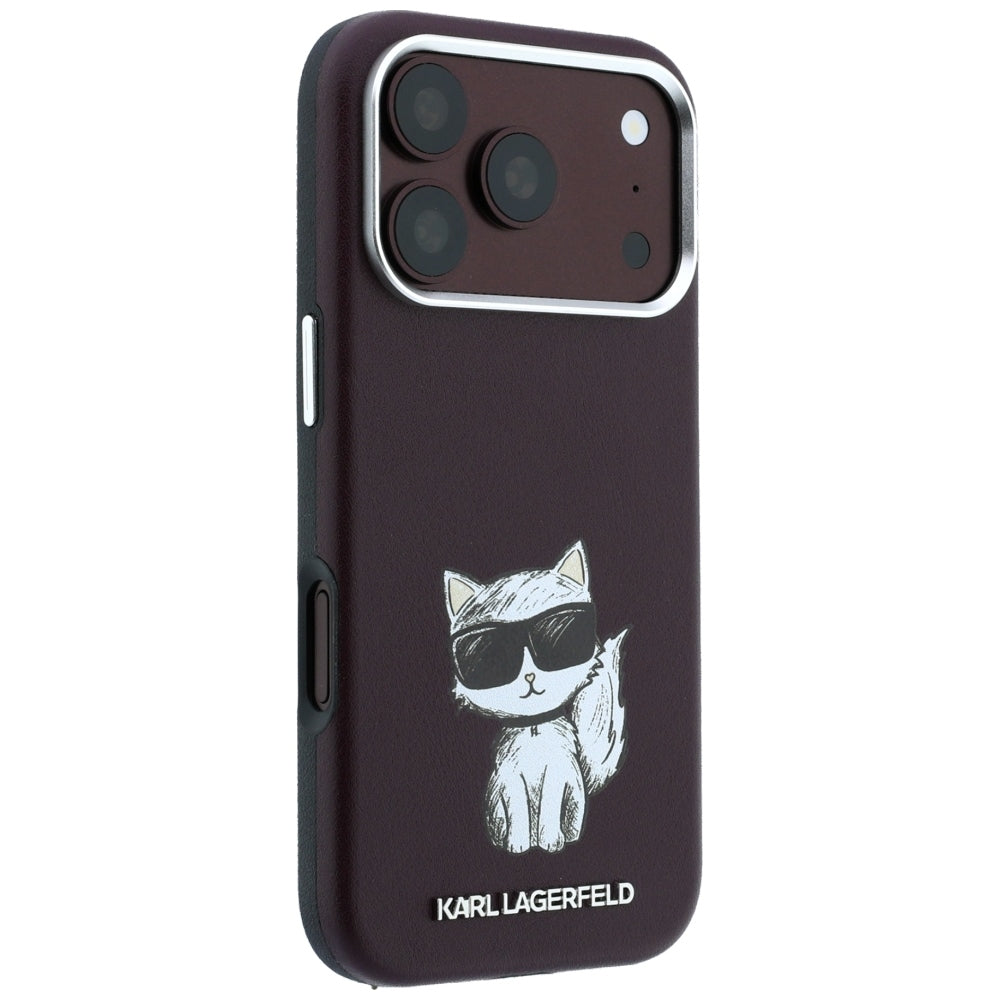 MagSafe Case for Apple iPhone 18 Pro Max / 17 Pro Max, Karl Lagerfeld, Choupette Sketch, Burgundy
