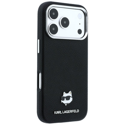 MagSafe Case for Apple iPhone 18 Pro Max / 17 Pro Max, Karl Lagerfeld, Grained Choupette Head Metal, Black