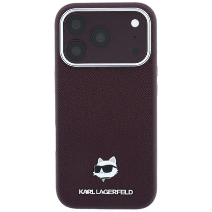 MagSafe Case for Apple iPhone 18 Pro Max / 17 Pro Max, Karl Lagerfeld, Grained Choupette Head, Burgundy