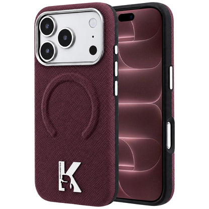 MagSafe Case for Apple iPhone 18 Pro Max / 17 Pro Max, Karl Lagerfeld, Grained Embossed Ring, Burgundy
