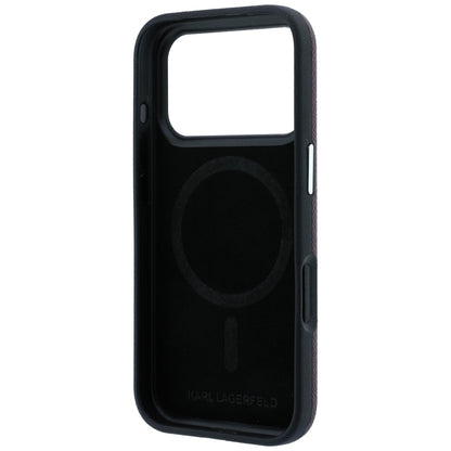 MagSafe Case for Apple iPhone 18 Pro Max / 17 Pro Max, Karl Lagerfeld, Grained Karl Head's Metal, Burgundy