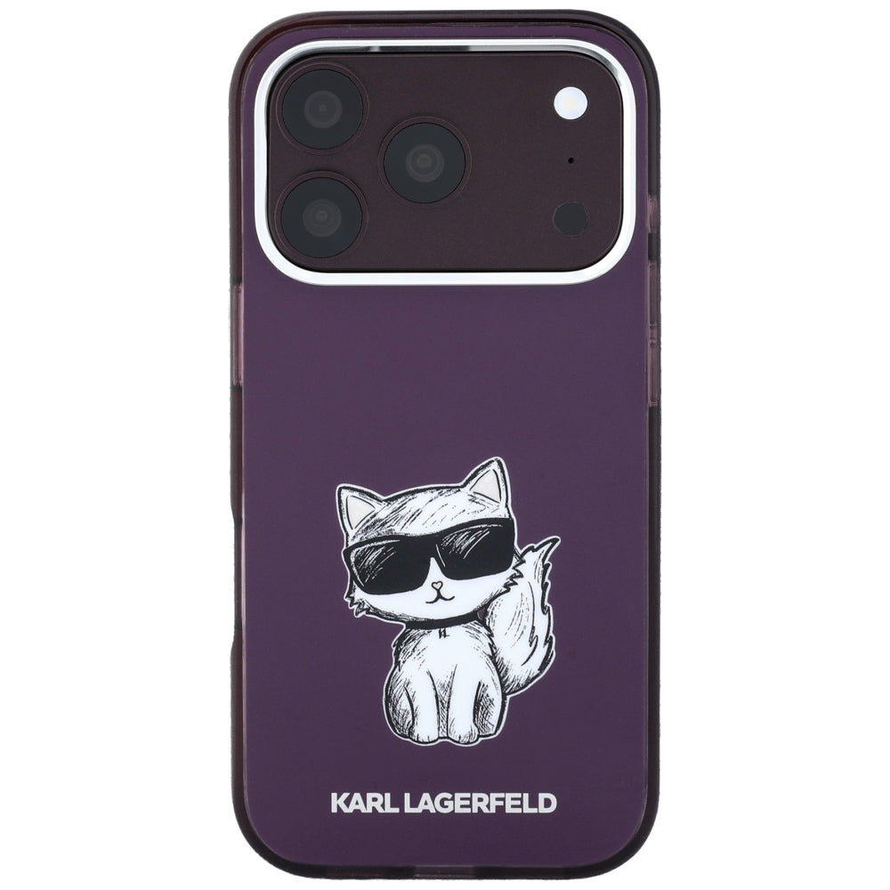 MagSafe Case for Apple iPhone 18 Pro Max / 17 Pro Max, Karl Lagerfeld, IML Choupette Body Sketch Print, Burgundy